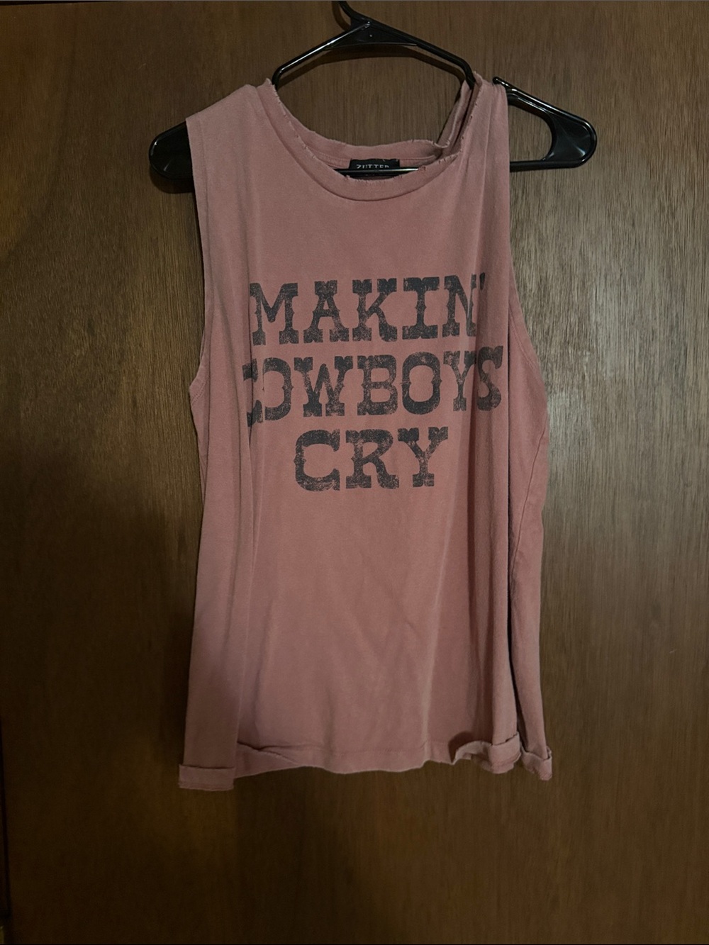Graphic Sleeveless Tank Top - Mauve Pink